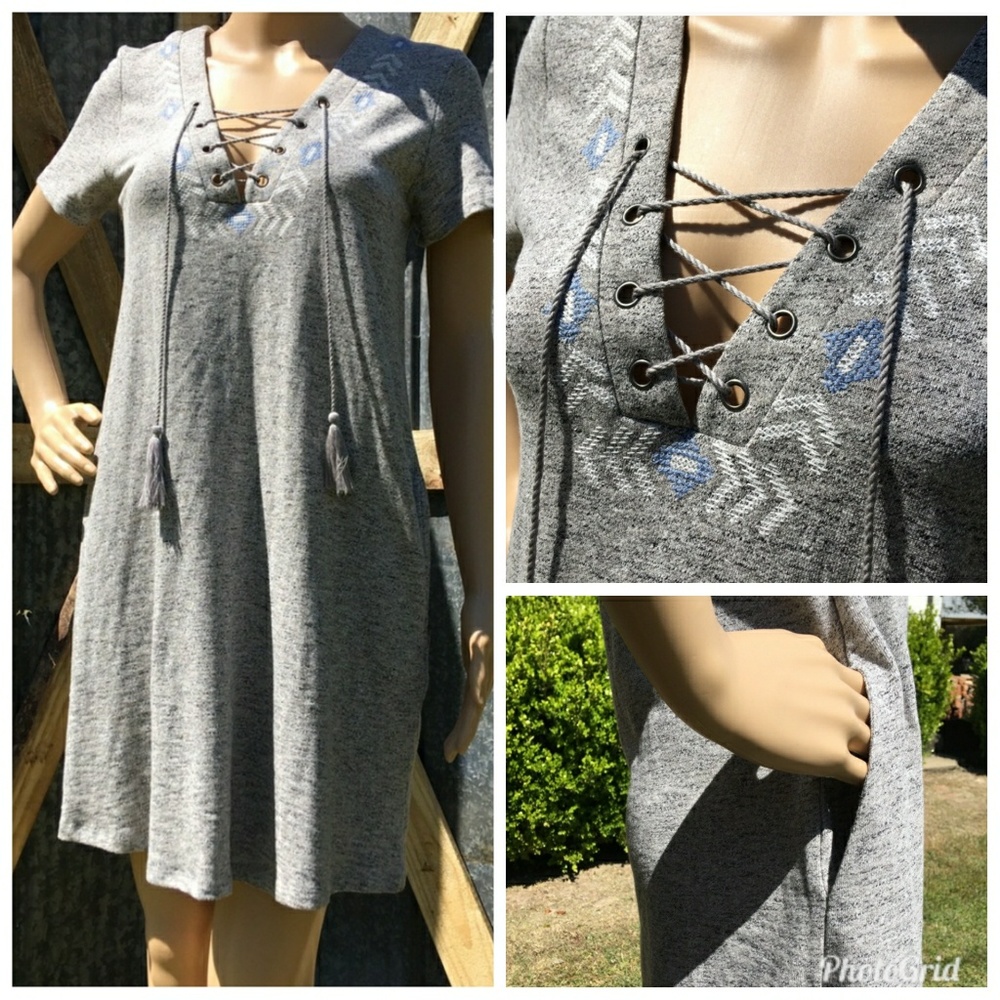 i joah NWT Grey Med Aztec Dress